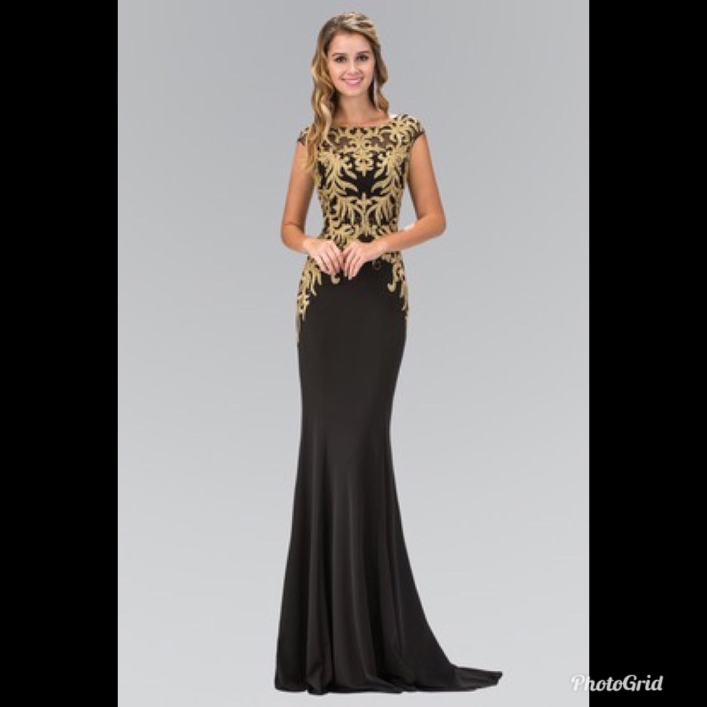 Black and Gold Prom Dress